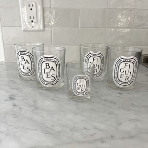 Diptyque Paris Lot of 5 Empty Glasses-Baies and Figuier